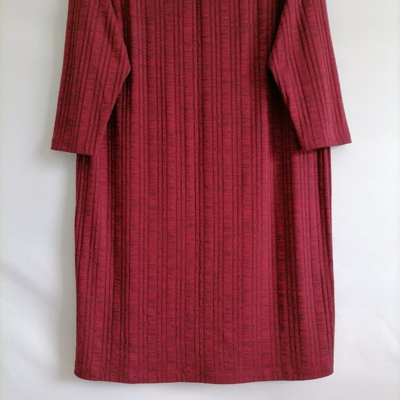 NWT Chico's Cranberry Spice Red Heathered Ribbed Striped Short Dress Size 2 US L - Picture 3 of 7